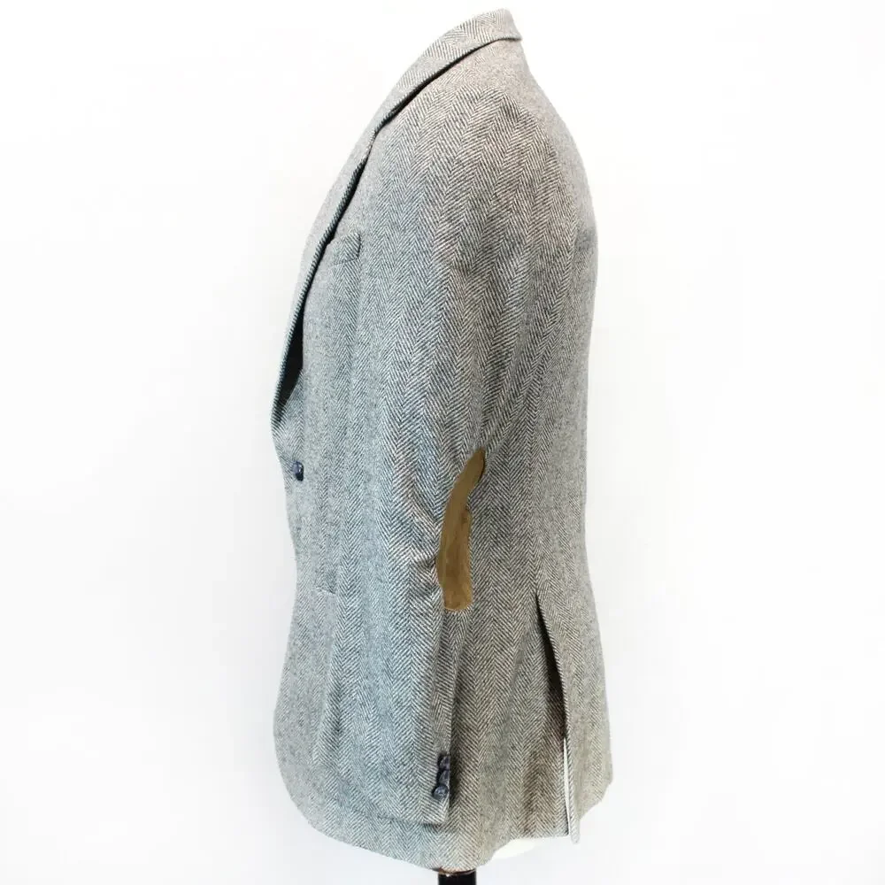 Jaguar Vintage Blazer Jacket Men's Size 40 Medium Herringbone Wool Gray